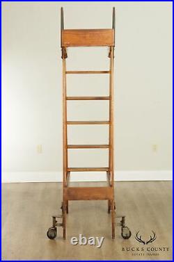 Putnam Antique Oak Rolling Library Ladder