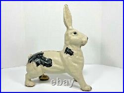 RABBIT CAST IRON DOORSTOP Black White Painted Bunny 12 H Vintage Animal