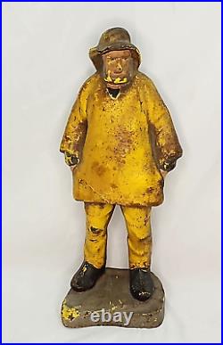 RARE 15in Antique c1910 Cast Iron Old Salt Fisherman Eastern Specialty Doorstop RARE 15in Antique c1910 Cast Iron Old Salt Fisherman Eastern Specialty Doorstop