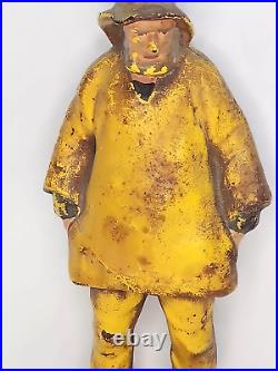 RARE 15in Antique c1910 Cast Iron Old Salt Fisherman Eastern Specialty Doorstop RARE 15in Antique c1910 Cast Iron Old Salt Fisherman Eastern Specialty Doorstop