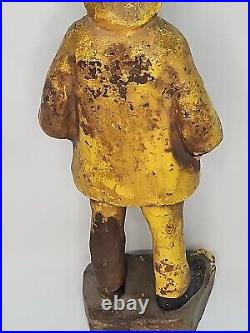 RARE 15in Antique c1910 Cast Iron Old Salt Fisherman Eastern Specialty Doorstop RARE 15in Antique c1910 Cast Iron Old Salt Fisherman Eastern Specialty Doorstop