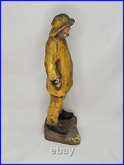 RARE 15in Antique c1910 Cast Iron Old Salt Fisherman Eastern Specialty Doorstop RARE 15in Antique c1910 Cast Iron Old Salt Fisherman Eastern Specialty Doorstop