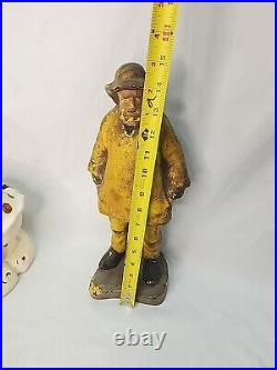 RARE 15in Antique c1910 Cast Iron Old Salt Fisherman Eastern Specialty Doorstop RARE 15in Antique c1910 Cast Iron Old Salt Fisherman Eastern Specialty Doorstop