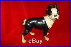 Rare 1920's Painted Cast Iron Boxer Guard Dog Door Stop Exc Great Cond