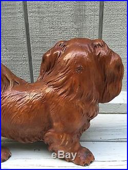 Rare! Antique Hubley Cast Iron Pekingese Dog Art Statue Sculpture Doorstop