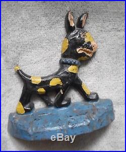RARE ANTIQUE TAYLOR COOK © 1930 WALKING DOG SPOTTED Cast Iron Doorstop
