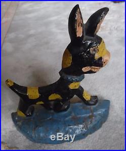 RARE ANTIQUE TAYLOR COOK © 1930 WALKING DOG SPOTTED Cast Iron Doorstop