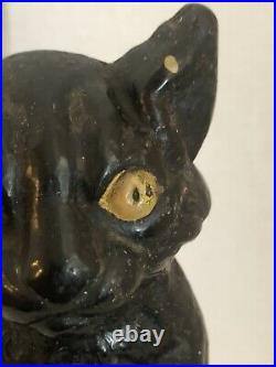 RARE! Antique 1920s NATIONAL FOUNDRY Cast Iron Black Cat Doorstop 9 -SUPER COND