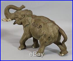 RARE Antique 1936 Hubley Cast Iron, GOP Elephant, Political Republican Doorstop