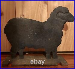 RARE Antique Cast Iron Black Sheep Lamb Boot Scraper / Doorstop