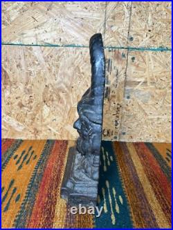 RARE Antique Cast Iron Figural Bacchus Doorstop 19th Century Cornucopia Handle