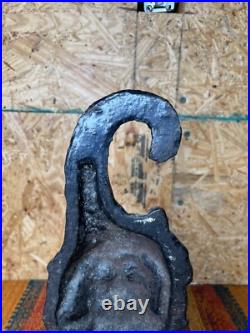 RARE Antique Cast Iron Figural Bacchus Doorstop 19th Century Cornucopia Handle