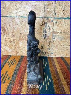 RARE Antique Cast Iron Figural Bacchus Doorstop 19th Century Cornucopia Handle