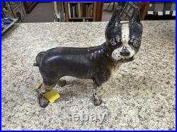 RARE Antique Hubley Cast Iron Original Paint Boston Terrier Dog Doorstop