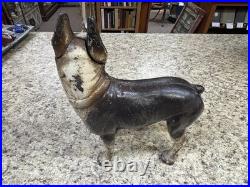 RARE Antique Hubley Cast Iron Original Paint Boston Terrier Dog Doorstop