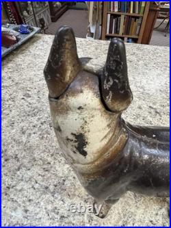 RARE Antique Hubley Cast Iron Original Paint Boston Terrier Dog Doorstop