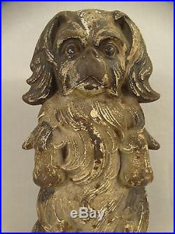 RARE Antique KING CHARLES SPANIEL Figural CAST IRON Old JUDD Marked DOG DOORSTOP