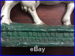 RARE Antique Painted Cast Iron DAIRY COW Doorstop New Holland Machine Co PA