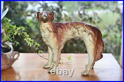 RARE Antique WOLFHOUND SPENCER Hubley Whipet Borzoi Greyhound CAST IRON DOORSTOP