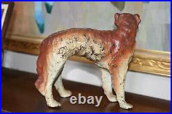 RARE Antique WOLFHOUND SPENCER Hubley Whipet Borzoi Greyhound CAST IRON DOORSTOP
