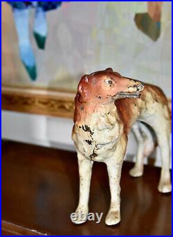 RARE Antique WOLFHOUND SPENCER Hubley Whipet Borzoi Greyhound CAST IRON DOORSTOP