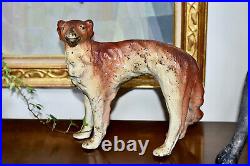 RARE Antique WOLFHOUND SPENCER Hubley Whipet Borzoi Greyhound CAST IRON DOORSTOP