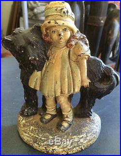 RARE Girl With Shaggy Dog' Cast Iron Doorstop by Bronze Products Society, Inc