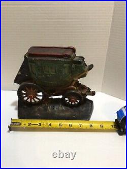 RARE HEAVY CAST IRON Carriage/Stage Coach doorstop. 1930'S COPYRIGHTED