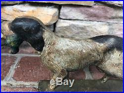 RARE HTF ANTIQUE HUBLEY #105 CAST IRON HUNTING DOG With DUCK DECOY DOORSTOP NICE