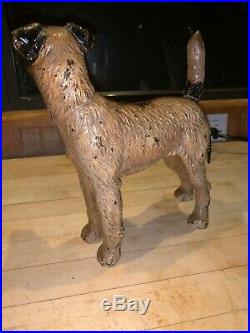 RARE HUBLEY 1930s CAST IRON WIRE HAIR FOX TERRIER AIREDALE DOG DOORSTOP BOOKEND