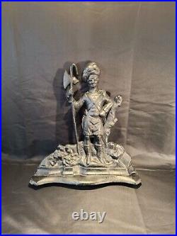 RARE HUGE Antique Solid Cast Iron Figural Scottish Highland Axe Soldier Doorstop RARE HUGE Antique Solid Cast Iron Figural Scottish Highland Axe Soldier Doorstop