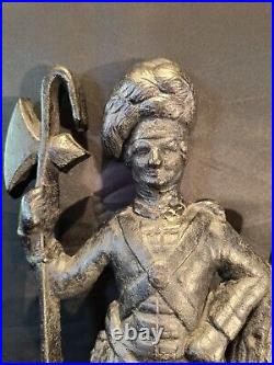 RARE HUGE Antique Solid Cast Iron Figural Scottish Highland Axe Soldier Doorstop RARE HUGE Antique Solid Cast Iron Figural Scottish Highland Axe Soldier Doorstop