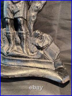 RARE HUGE Antique Solid Cast Iron Figural Scottish Highland Axe Soldier Doorstop RARE HUGE Antique Solid Cast Iron Figural Scottish Highland Axe Soldier Doorstop