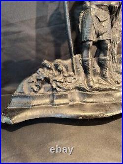 RARE HUGE Antique Solid Cast Iron Figural Scottish Highland Axe Soldier Doorstop RARE HUGE Antique Solid Cast Iron Figural Scottish Highland Axe Soldier Doorstop