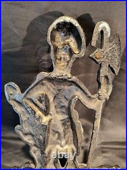 RARE HUGE Antique Solid Cast Iron Figural Scottish Highland Axe Soldier Doorstop RARE HUGE Antique Solid Cast Iron Figural Scottish Highland Axe Soldier Doorstop