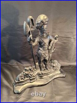 RARE HUGE Antique Solid Cast Iron Figural Scottish Highland Axe Soldier Doorstop RARE HUGE Antique Solid Cast Iron Figural Scottish Highland Axe Soldier Doorstop