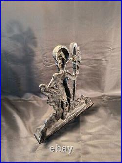 RARE HUGE Antique Solid Cast Iron Figural Scottish Highland Axe Soldier Doorstop RARE HUGE Antique Solid Cast Iron Figural Scottish Highland Axe Soldier Doorstop