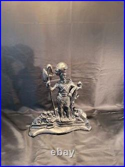 RARE HUGE Antique Solid Cast Iron Figural Scottish Highland Axe Soldier Doorstop RARE HUGE Antique Solid Cast Iron Figural Scottish Highland Axe Soldier Doorstop