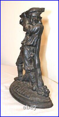 RARE LARGE antique 1800's solid cast iron figural man with hatchet doorstop RARE LARGE antique 1800's solid cast iron figural man with hatchet doorstop