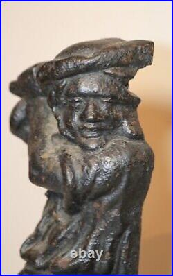 RARE LARGE antique 1800's solid cast iron figural man with hatchet doorstop RARE LARGE antique 1800's solid cast iron figural man with hatchet doorstop
