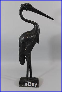 RARE Large Antique Cast Iron Stork Crane Heron Bird Doorstop, No Reserve
