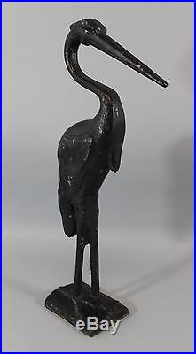 RARE Large Antique Cast Iron Stork Crane Heron Bird Doorstop, No Reserve
