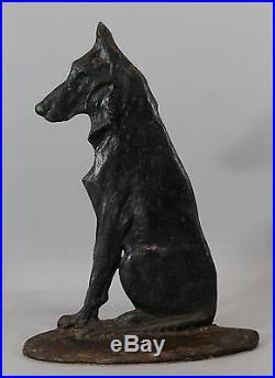 RARE Lrg Antique Cast Iron Cambridge Mass GERMAN SHEPHERD Dog Figural Doorstop