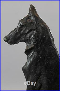RARE Lrg Antique Cast Iron Cambridge Mass GERMAN SHEPHERD Dog Figural Doorstop