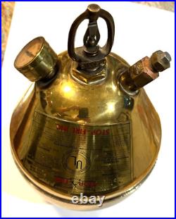 RARE Vintage 1940s STOP-FIRE BRASS GLOBE FIRE EXTINGUISHER HANGING