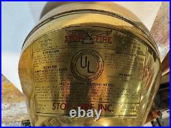 RARE Vintage 1940s STOP-FIRE BRASS GLOBE FIRE EXTINGUISHER HANGING