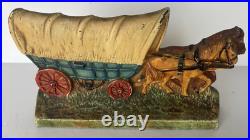 RARE Vintage Hubley 375 Cast Iron Western Covered Conestoga Wagon Door Stop