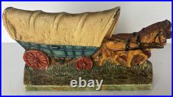 RARE Vintage Hubley 375 Cast Iron Western Covered Conestoga Wagon Door Stop