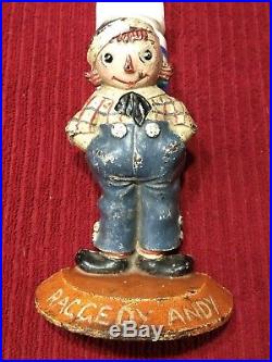 RARE Volland Raggedy Andy Boy Antique Cast Iron Bookend Child Doorstop No Ann
