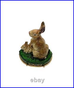 Rabbit Door Stoper Bunny Mom and Baby Cast Iron Hand Painted Vintage Decor